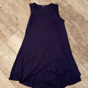 Navy light weight slip dress with front pocket